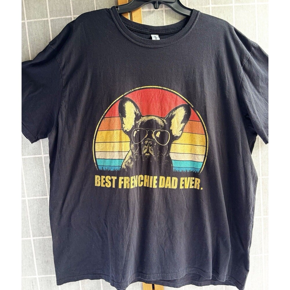 French Bulldog Best Frenchie Dog Ever  Lover Retro Men Black T-Shirt Size 2XL